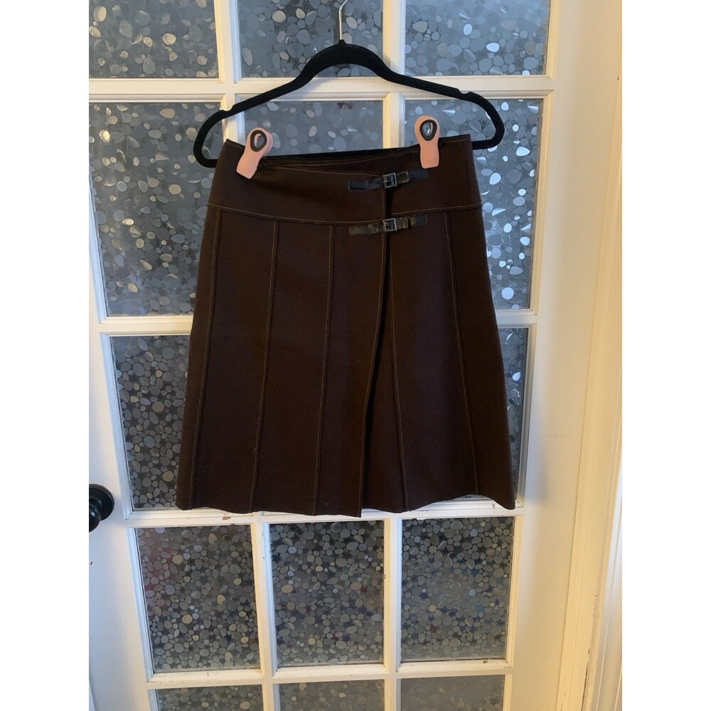 Margaret O'Leary Skirt Merino Wool Wrap Sz 4 Dark Brown